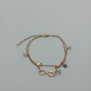 Womens Jewelry Charm Bracelet Infinity Sign Star Pearl Dangle Chain Dainty Girly
